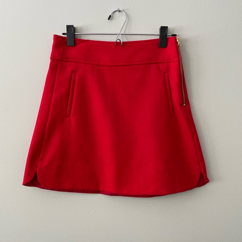 JCrew Red Wool Skirt - Size 0
